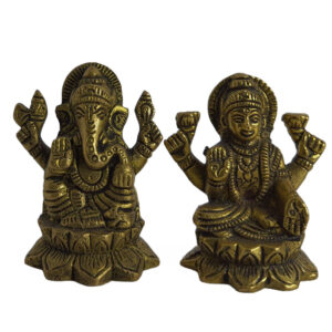 Brass Antique Lakshmi Ganapathi Idols (1 pair)